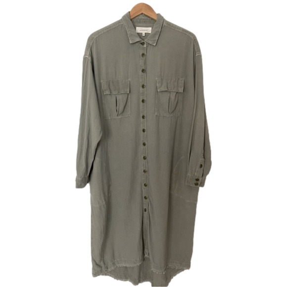 THE GREAT. Troop Shirt Dress pale green size Large 100% cotton luxury - Picture 3 of 11